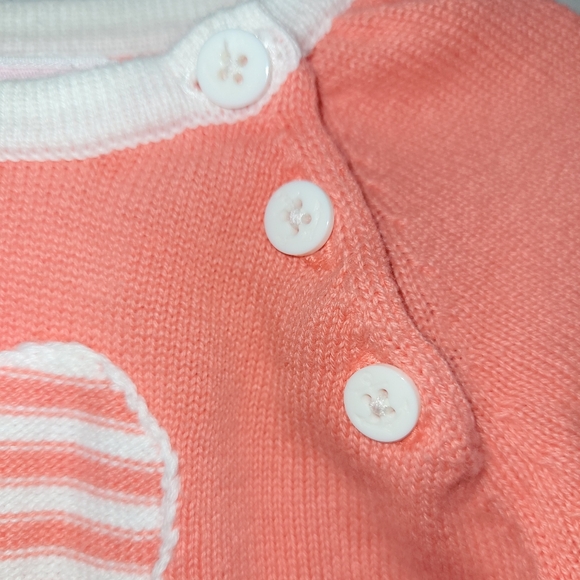 🩷 Janie and Jack Nautical Charm Coral White Cotton Knit One Piece Outfit 3-6 - Picture 2 of 7